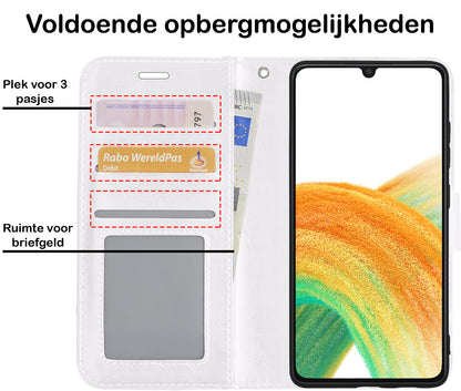 Forterra Samsung A33 Hoesje Bookcase Cover met Kaarthouder - Wit