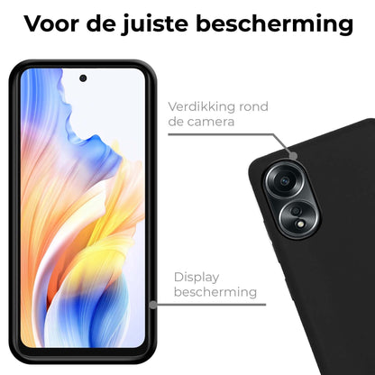 Forterra OPPO A58 Hoesje Siliconen Backcover Lichtgewicht - Zwart