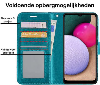 Forterra Samsung A02s Hoesje Bookcase Cover met Kaarthouder - Turquoise