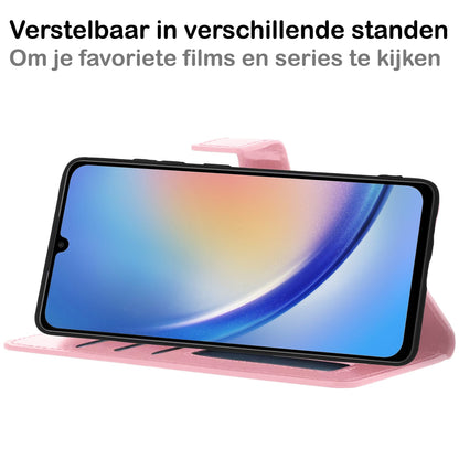 Forterra Samsung A34 Hoesje Bookcase Cover met Kaarthouder - Lichtroze