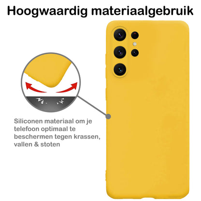 Forterra Samsung S23 Ultra Hoesje Siliconen Backcover Lichtgewicht - Geel