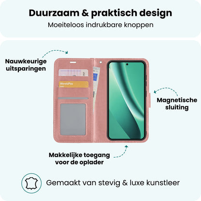 Forterra Google Pixel 10a Hoesje Bookcase Cover met Kaarthouder - Rosé goud