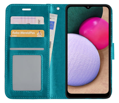 Forterra Samsung A02s Hoesje Bookcase Cover met Kaarthouder - Turquoise