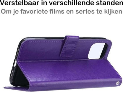 Forterra iPhone 12 Hoesje Bookcase Cover met Kaarthouder - Paars
