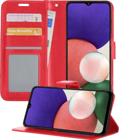 Forterra Samsung A22 4G Hoesje Bookcase Cover met Kaarthouder - Rood