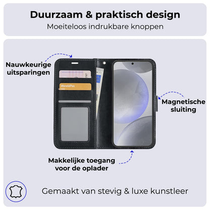 Forterra Samsung S24 Plus Hoesje Bookcase Cover met Kaarthouder - Zwart
