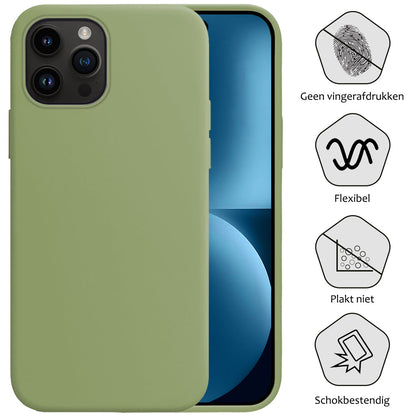 Forterra iPhone 15 Pro Max Hoesje Siliconen Backcover Lichtgewicht - Groen
