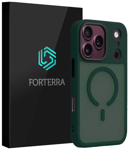 Forterra iPhone 18 Pro Hoesje Geschikt voor Magsafe Backcover Shockproof - Donkergroen