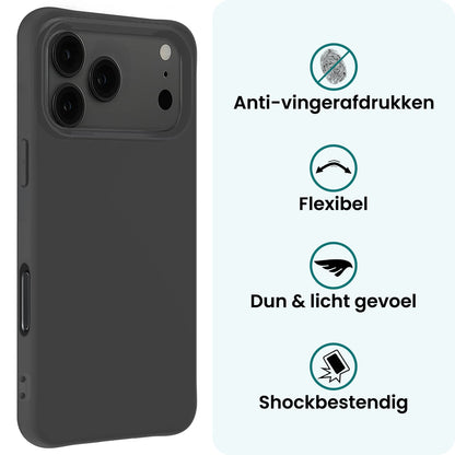 Forterra iPhone 17 Pro Hoesje Siliconen Backcover Lichtgewicht - Zwart