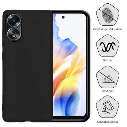 Forterra OPPO A58 Hoesje Siliconen Backcover Lichtgewicht - Zwart