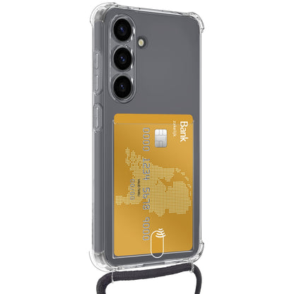 Forterra Samsung S25 FE Hoesje Kaarthouder met Koord Backcover Shockproof - Transparant
