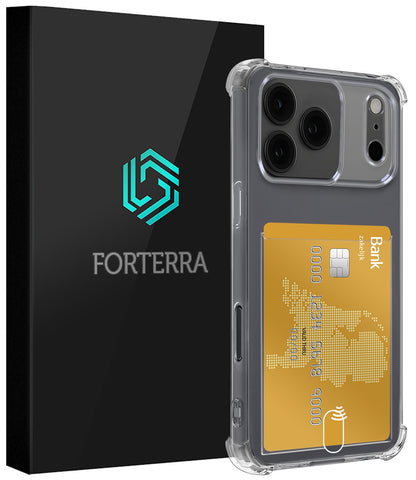 Forterra iPhone 17 Pro Hoesje Kaarthouder Backcover Shockproof - Transparant