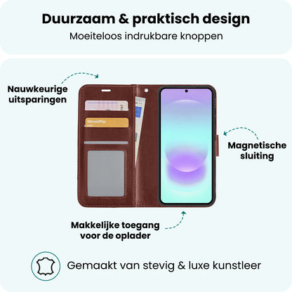 Forterra Samsung A37 Hoesje Bookcase Cover met Kaarthouder - Bruin