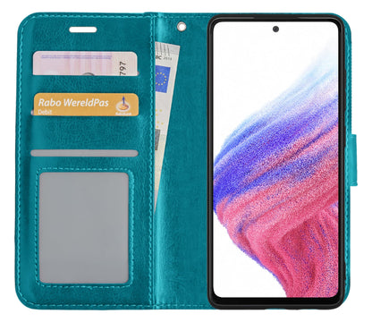 Forterra Samsung A53 Hoesje Bookcase Cover met Kaarthouder - Turquoise