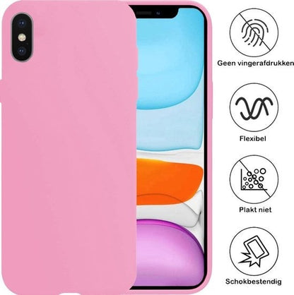 Forterra iPhone Xs Hoesje Siliconen Backcover Lichtgewicht - Lichtroze