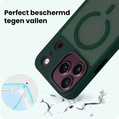 Forterra iPhone 18 Pro Max Hoesje Geschikt voor Magsafe Backcover Shockproof - Donkergroen