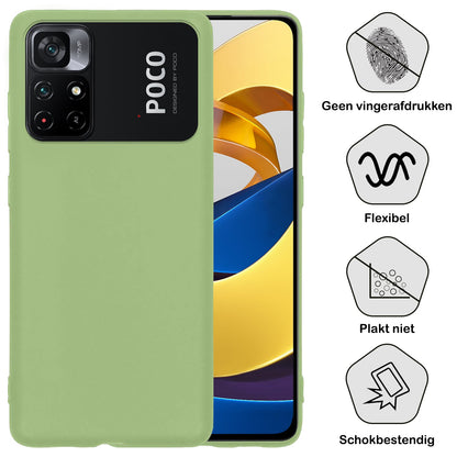 Forterra Xiaomi Poco M4 Pro 5G Hoesje Siliconen Backcover Lichtgewicht - Groen