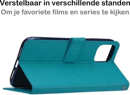 Forterra iPhone 12 Pro Hoesje Bookcase Cover met Kaarthouder - Turquoise