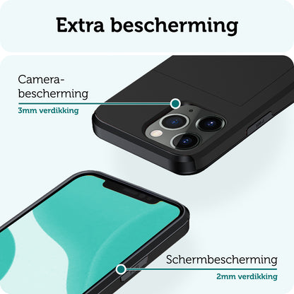 Forterra iPhone 11 Pro Max Hoesje Kaarthouder Hard Case Shockproof - Zwart
