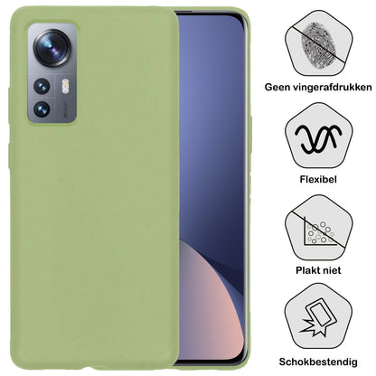 Forterra Xiaomi 12 Pro Hoesje Siliconen Backcover Lichtgewicht - Groen
