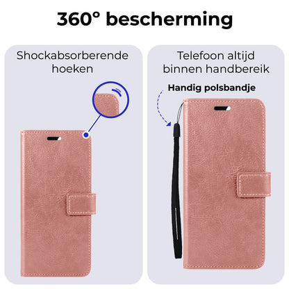 Forterra Samsung S24 Plus Hoesje Bookcase Cover met Kaarthouder - Rosé goud