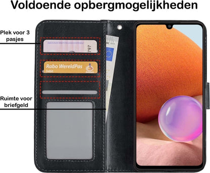 Forterra Samsung A32 4G Hoesje Bookcase Cover met Kaarthouder - Zwart