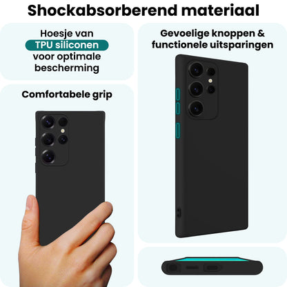 Forterra Samsung S25 Ultra Hoesje Siliconen Backcover Lichtgewicht - Zwart