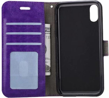 Forterra iPhone Xs Hoesje Bookcase Cover met Kaarthouder - Paars