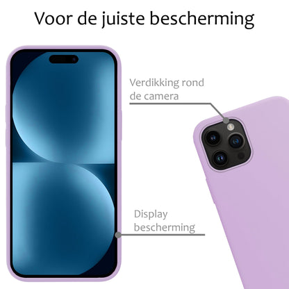 Forterra iPhone 15 Pro Hoesje Siliconen Backcover Lichtgewicht - Lila