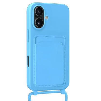 Forterra iPhone 17 Hoesje Met Telefoonkoord en Pasjeshouder Siliconen - Lichtblauw