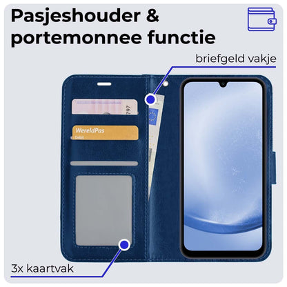 Forterra Samsung A25 Hoesje Bookcase Cover met Kaarthouder - Donkerblauw