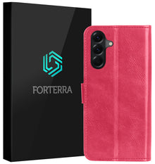 Forterra Samsung A26 Hoesje Bookcase Cover met Kaarthouder - Donkerroze