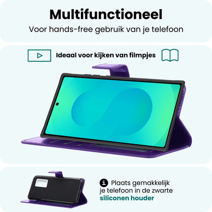 Forterra Samsung S25 Ultra Hoesje Bookcase Cover met Kaarthouder - Paars