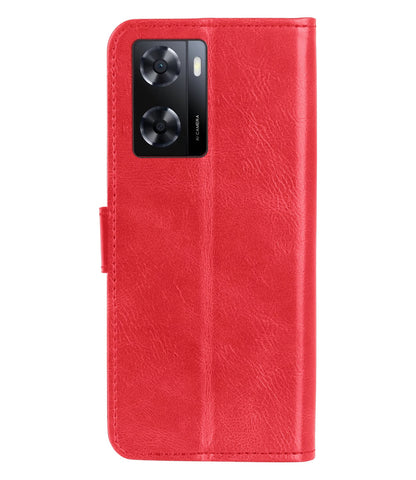 Forterra OPPO A57 Hoesje Bookcase Cover met Kaarthouder - Rood