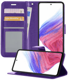 Forterra Samsung A53 Hoesje Bookcase Cover met Kaarthouder - Paars