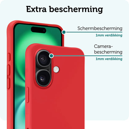 Forterra iPhone 16 Hoesje Siliconen Backcover Lichtgewicht - Rood