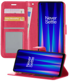 Forterra OnePlus Nord CE 2 Hoesje Bookcase Cover met Kaarthouder - Donkerroze
