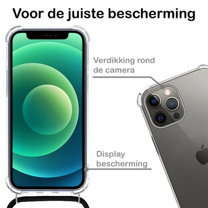 Forterra iPhone 12 Pro Hoesje met Koord Backcover Shockproof - Transparant