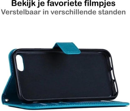 Forterra iPhone SE 2020 Hoesje Bookcase Cover met Kaarthouder - Turquoise