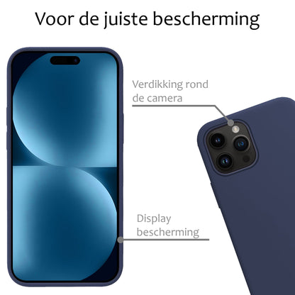 Forterra iPhone 15 Pro Hoesje Siliconen Backcover Lichtgewicht - Donkerblauw