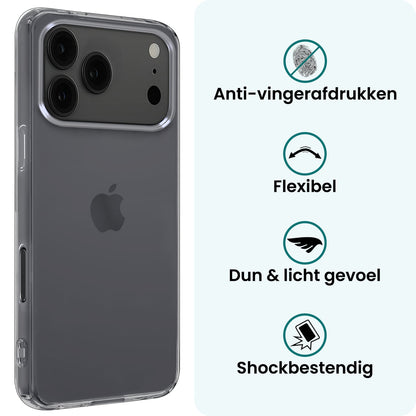 Forterra iPhone 17 Pro Max Hoesje Siliconen Backcover Lichtgewicht - Transparant