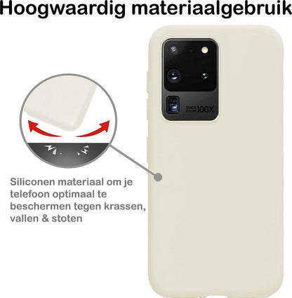 Forterra Samsung S20 Ultra Hoesje Siliconen Backcover Lichtgewicht - Wit