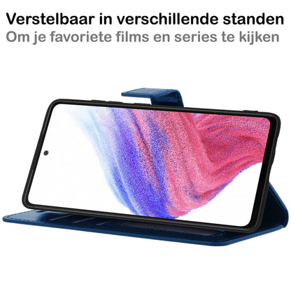 Forterra Samsung A53 Hoesje Bookcase Cover met Kaarthouder - Donkerblauw