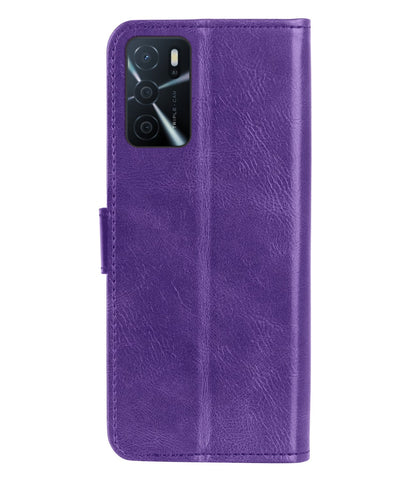 Forterra OPPO A16s Hoesje Bookcase Cover met Kaarthouder - Paars