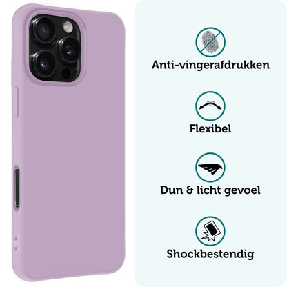 Forterra iPhone 16 Pro Hoesje Siliconen Backcover Lichtgewicht - Lila