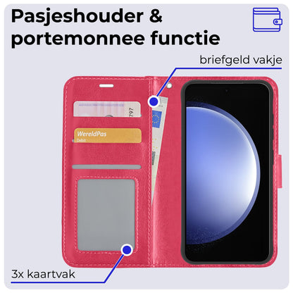 Forterra Samsung S23 FE Hoesje Bookcase Cover met Kaarthouder - Donkerroze