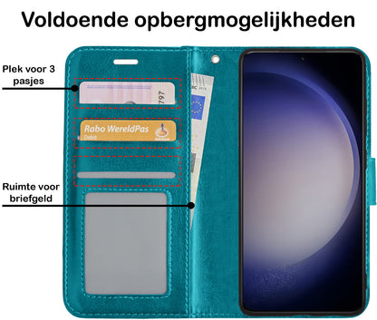 Forterra Samsung S23 Hoesje Bookcase Cover met Kaarthouder - Turquoise