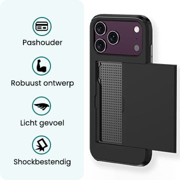 Forterra iPhone 18 Pro Hoesje Kaarthouder Hard Case Shockproof - Zwart