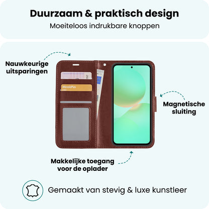 Forterra Samsung A36 Hoesje Bookcase Cover met Kaarthouder - Bruin