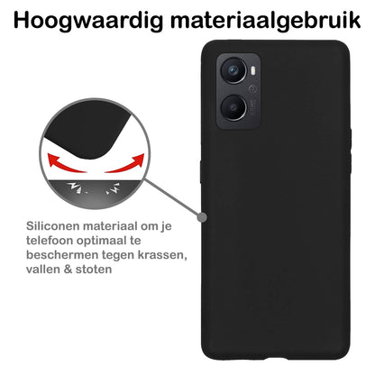 Forterra OPPO A76 Hoesje Siliconen Backcover Lichtgewicht - Zwart